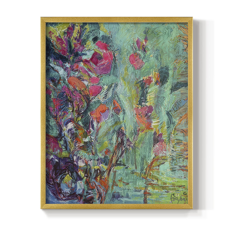 "Saphir améthyste", H 21 po x l 17 po, Doré