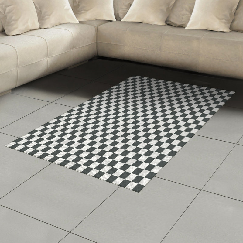 Checkered High Density Long Fiber Poly Threads Decorative Area Rug Carpet, Rectangle 4' x 5'8"