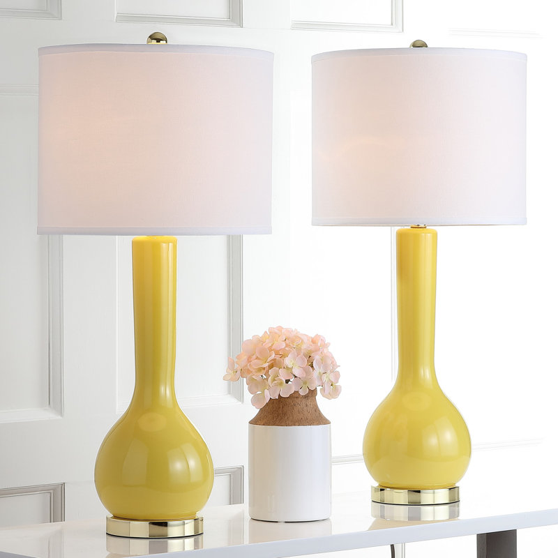 Amoure Ceramic Table Lamp, Mustard Yellow