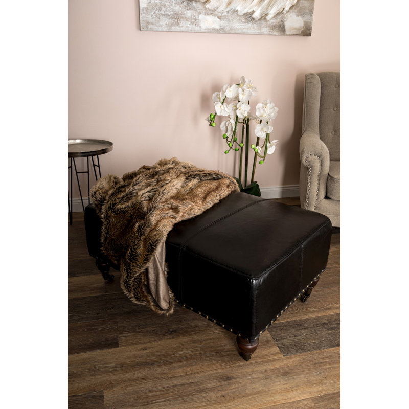 Villena Genuine Leather Upholstered Bench, Black