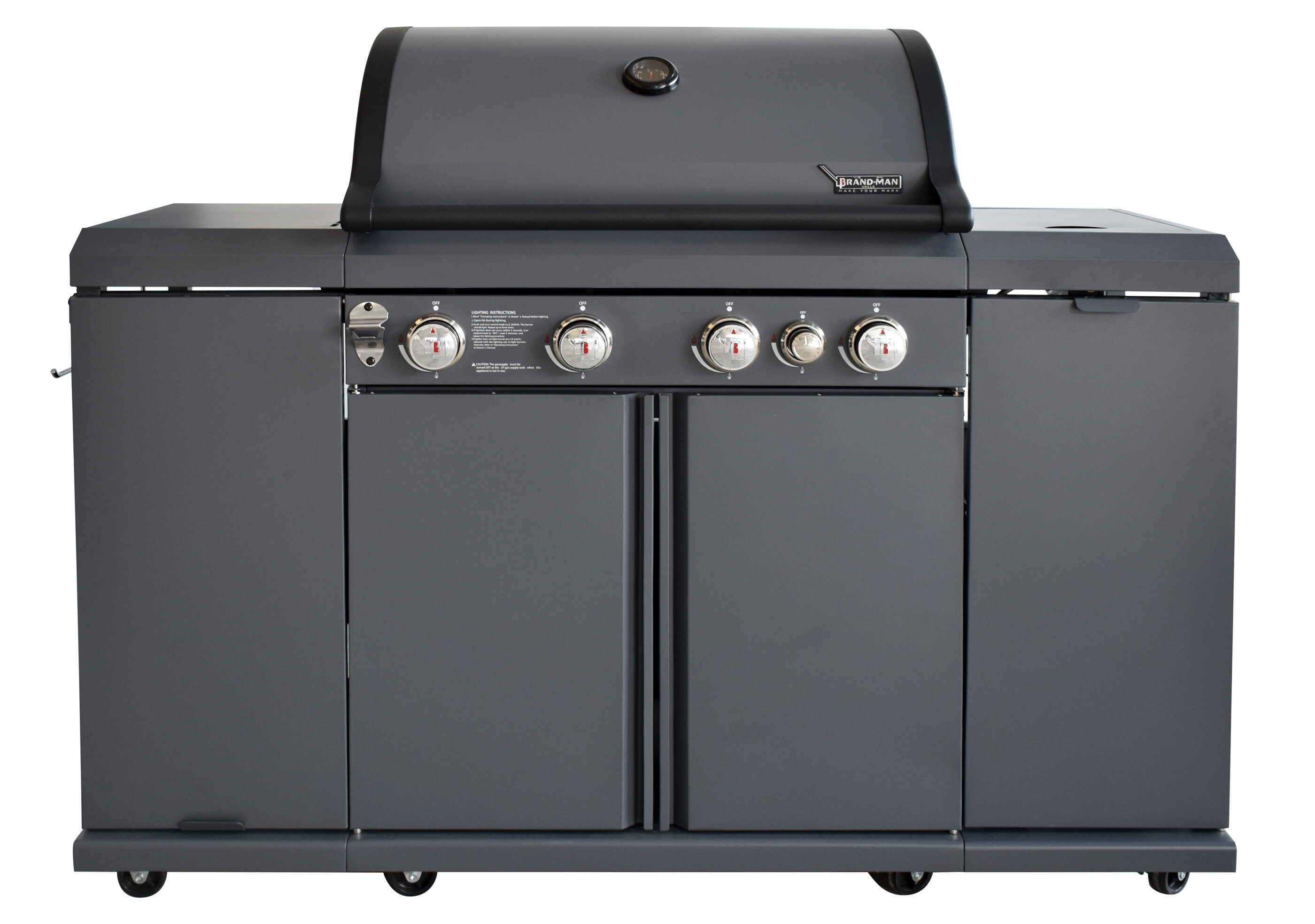 Brand-Man Grills 4 - Burner Freestanding Gas Grill with Side Burner and  Cabinet & Reviews