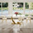 Rectangular Pedestal Dining Set with Modern Weaven Velvet Dininig Chair-821076817-821076816