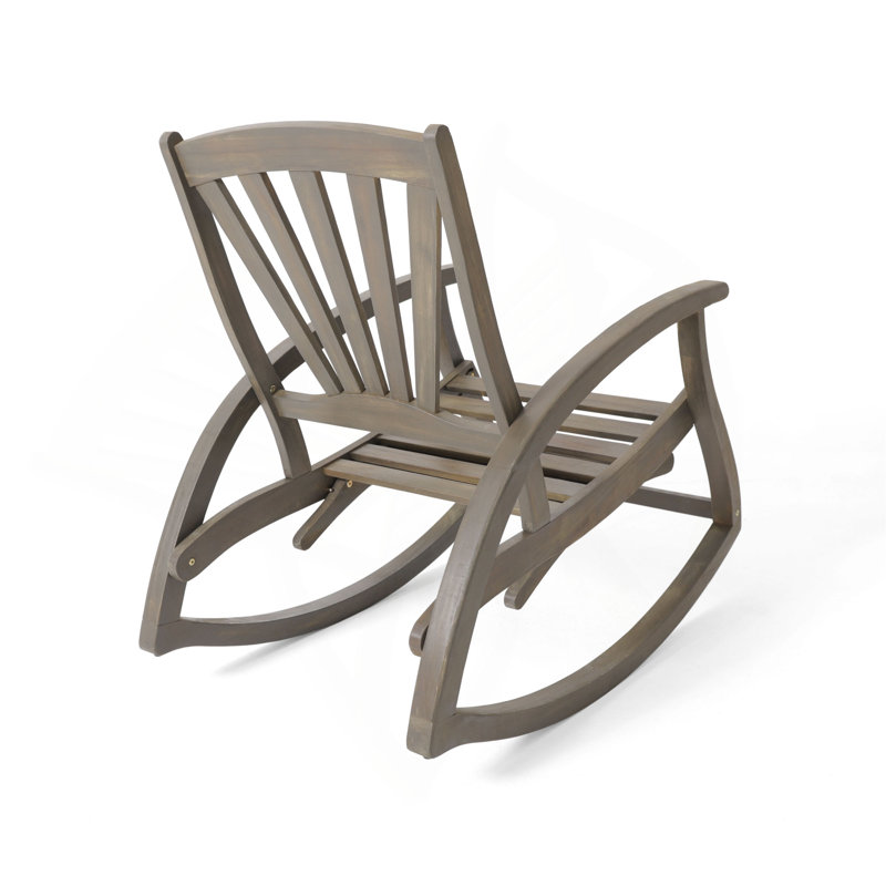 Chaise berçante d'extérieur en bois d'acacia avec panneau de pied rétractable, chaise berçante de patio à bascule