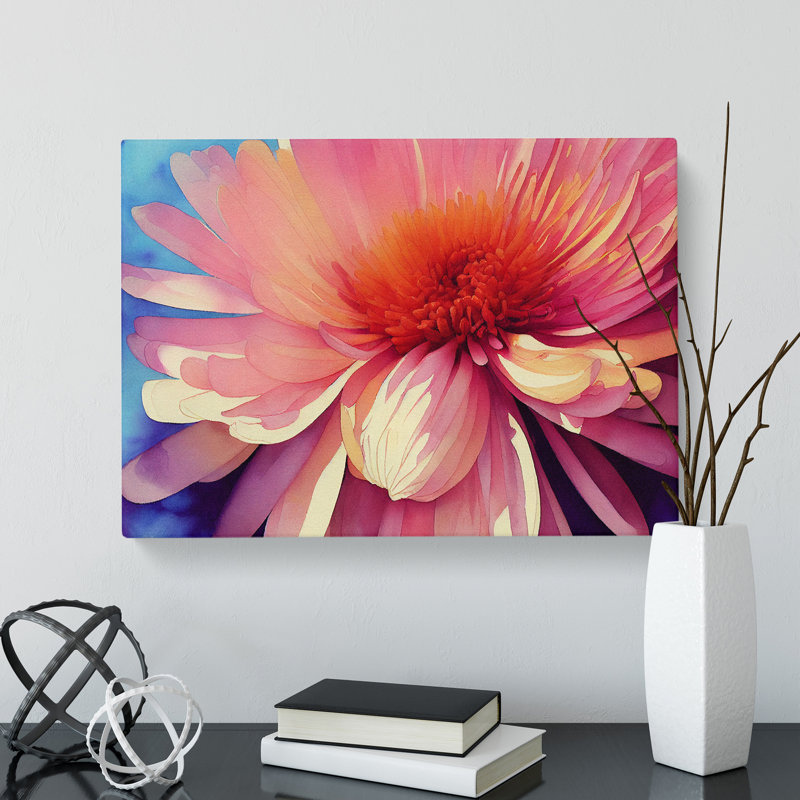 Chrysanthemum Watercolour Flower Vol.3 - Wrapped Canvas, 35cm H x 50cm W x 3cm D