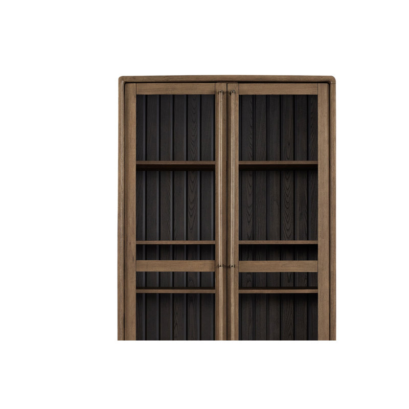 Vitrine Aurora - Vitrine en placage d'orme avec portes en verre et charnières à fermeture en douceur