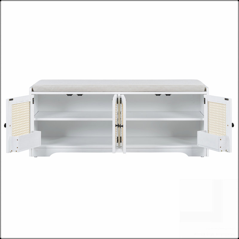 Banc de rangement Rustic, Blanc
