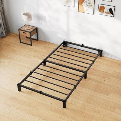 Structure de lit, structure de lit plateforme en métal robuste avec support de lattes en fer durable et pieds, aucun sommier requis, aucune vis nécessaire, supportant jusqu'à 800 lb