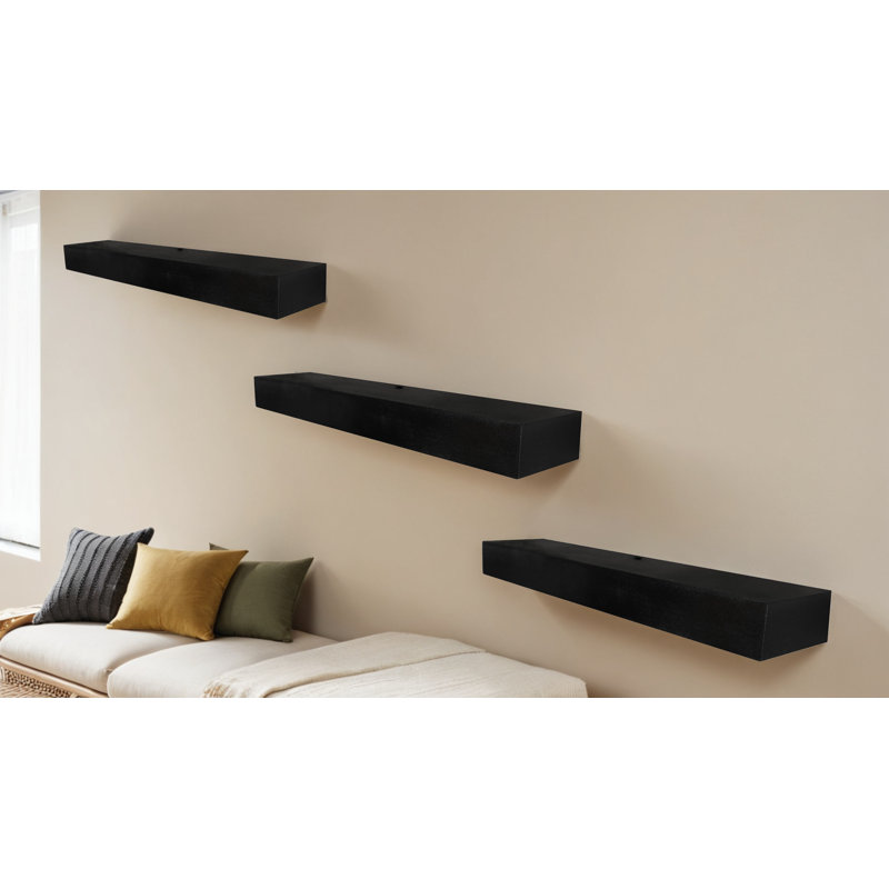 Rayne Poplar Floating Shelves, 4" H x 64" W x 4" D