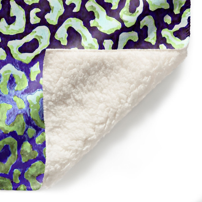 Couverture sherpa en bleu doux leopard, l 51 po x L 60 po