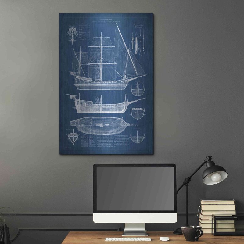 «Antique Ship Blueprint I» par Vision Studio, H 36 po x l 24 po
