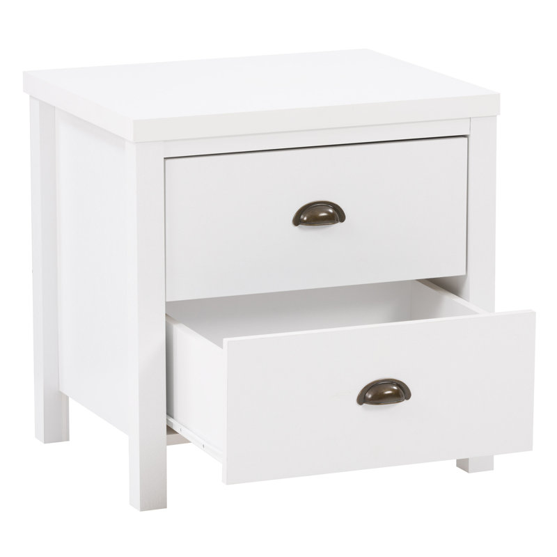 Table de chevet 2 tiroirs Humberto, Blanc