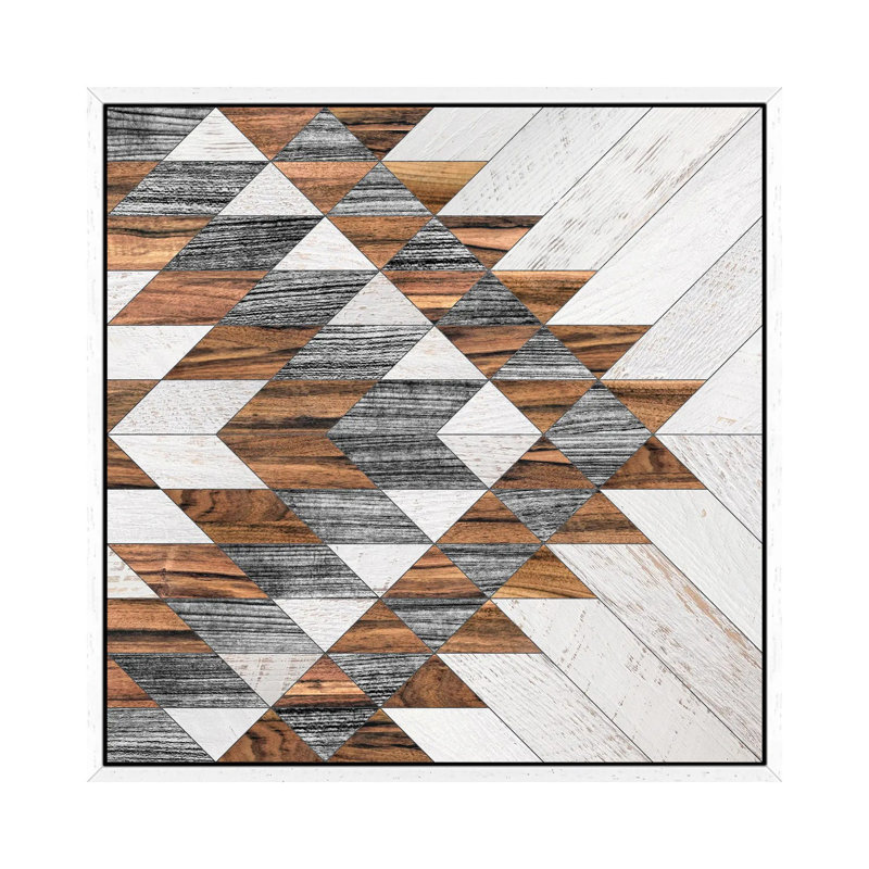 Urban Tribal Pattern No.12 by Zoltan Ratko - Print on Canvas, 66.04 cm H x 66.04 cm W, White Framed