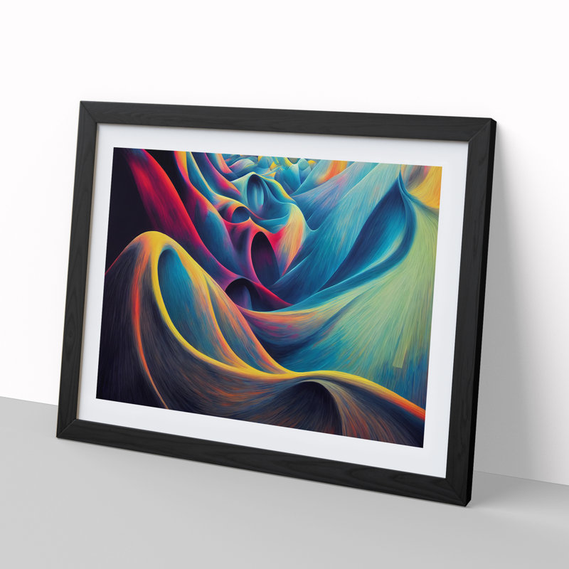 Enlivening Abstract - Single Picture Frame Painting, Black , 46cm H x 64cm W x 2cm D