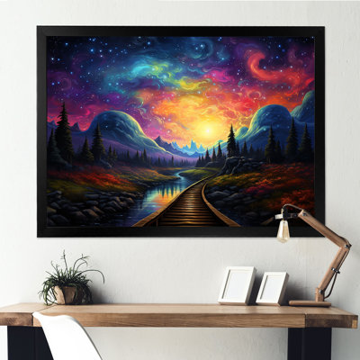 Starry Night Train Tracks To The Sky I - Train Wall Art