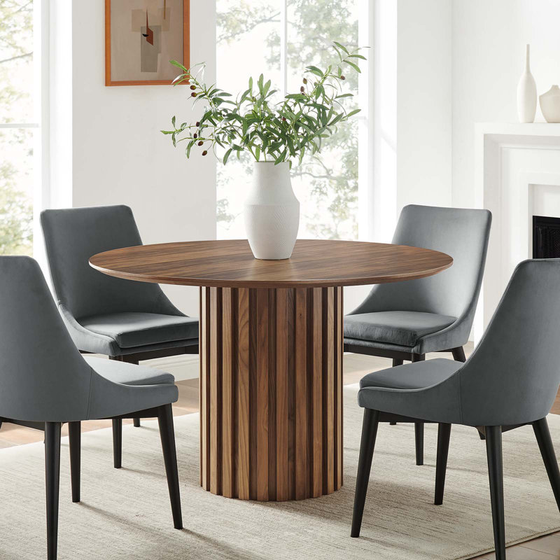 Senja 47" Round Walnut Mid-century Modern Dining Table