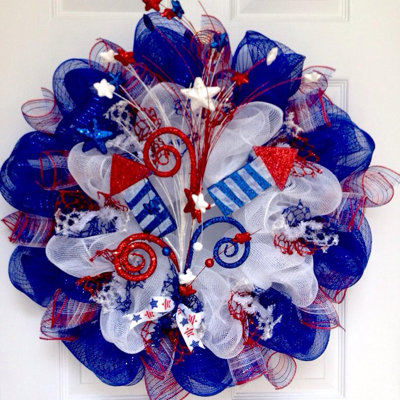 Patriotic Wreath Sky Rockets in Flight