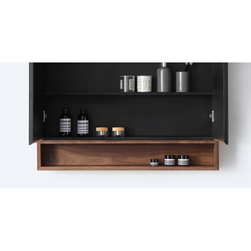 Bergen 36" Medicine Cabinet, Matte Black/Walnut