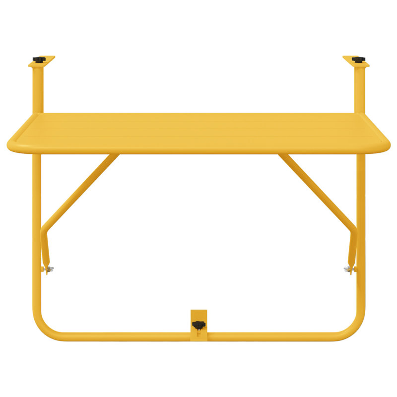 Balcony Table Metal Medium Collapsible Patio Table, Light Yellow