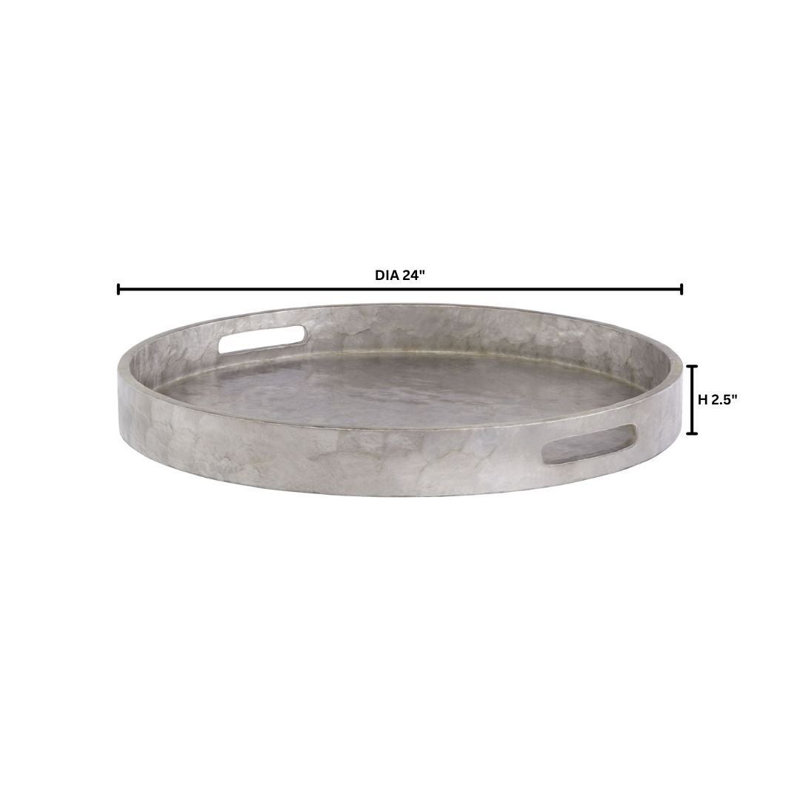 Triton Shell / Capiz Decorative Tray, Smoke, 2.5" H x 24" W x 24" D