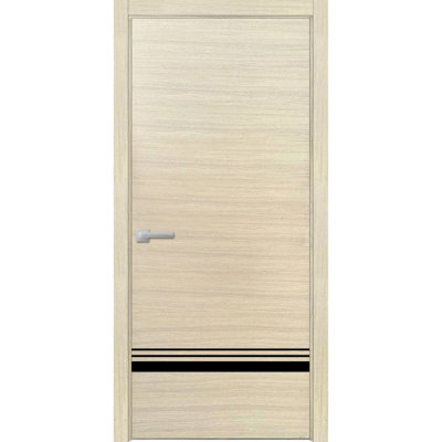 Porte intérieure moderne en bois pré-montée avec quincaillerie Planum 0012, placage naturel, panneau unique, cadre et moulures, portes robustes pour salle de bain et chambre à coucher - 76 cm x 213 cm