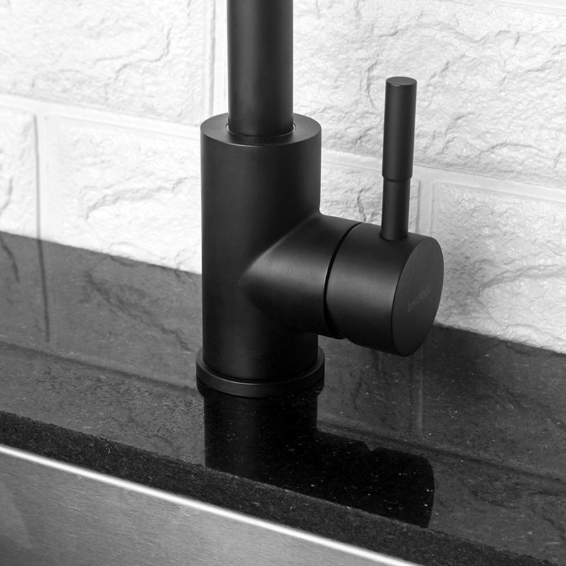 Matte Black Kitchen Sink Faucet With Single Handle - 304 Stainless Steel Construction, 360 Rotatable Spout, Rust And Corrosion , Easy Daily Cleaning, Simple Installation, 1.75 Gpm Max Flow, Includes