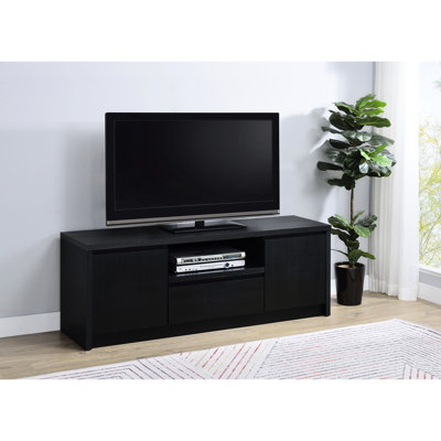 60 - Inch Black Tv Stand With Two Cabinets, Open Shelf, And Cable Management For 69 Tvs, Scratch Surface Contemporary Organized Entertainment In Smaller Rooms