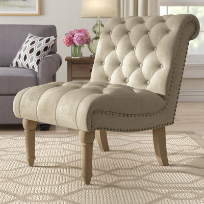 Fauteuil d'appoint sans accoudoirs clouté Hutton
