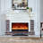 Beige Solid Wood Electric Fireplace