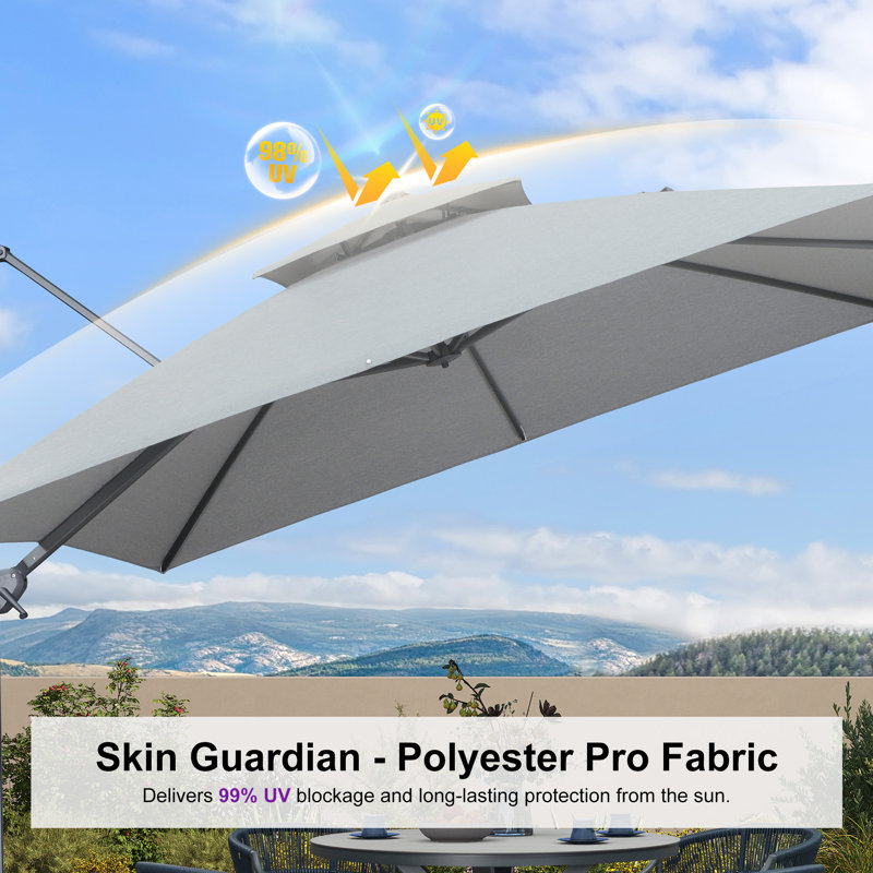 Parasol de patio extérieur en porte-à-faux gris 10 pi, Gris clair