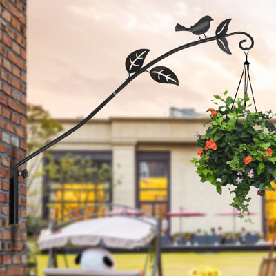 Crochet de terrasse mural à portée étendue, support mural multi-directionnel pour oiseaux en métal 26,5 pouces