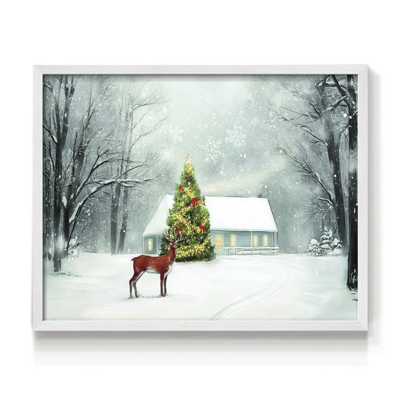 Chirstmas Art-XCVII -Framed Print - Restickable, H 11 po x l 14 po, Blanc