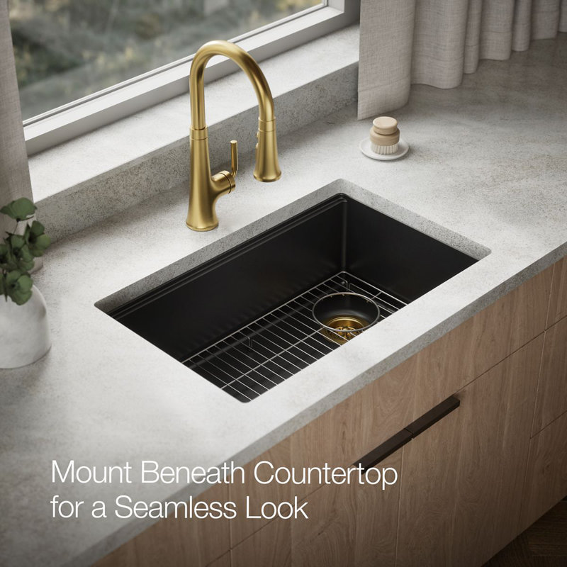 Billings Undermount Single-Bowl Kitchen Sink, Matte Black