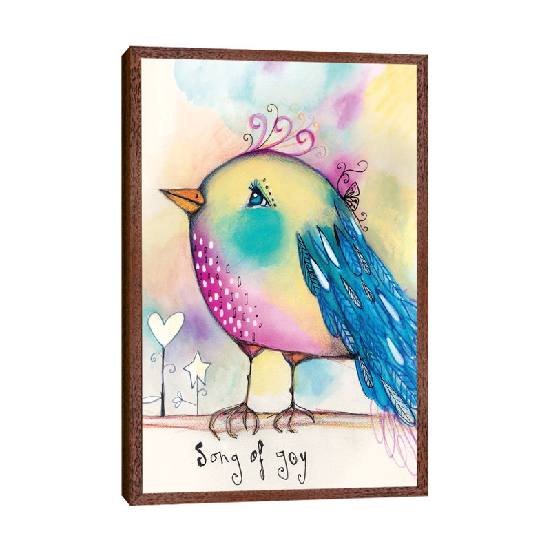 Song Bird 1 Piece Painting on Canvas, 66.04cm H x 45.72cm W x 3.81cm D, Classic Brown Wood Framed
