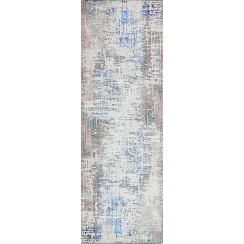 Tapis Pomonok London Elements, Tapis de couloir 2 pi 6 po x 7 pi 6 po, Bleu