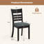 Ensemble de 2 chaises en bois avec structure en bois d'hévéa, dossier à lattes courbé gris foncé-378482953-378482959