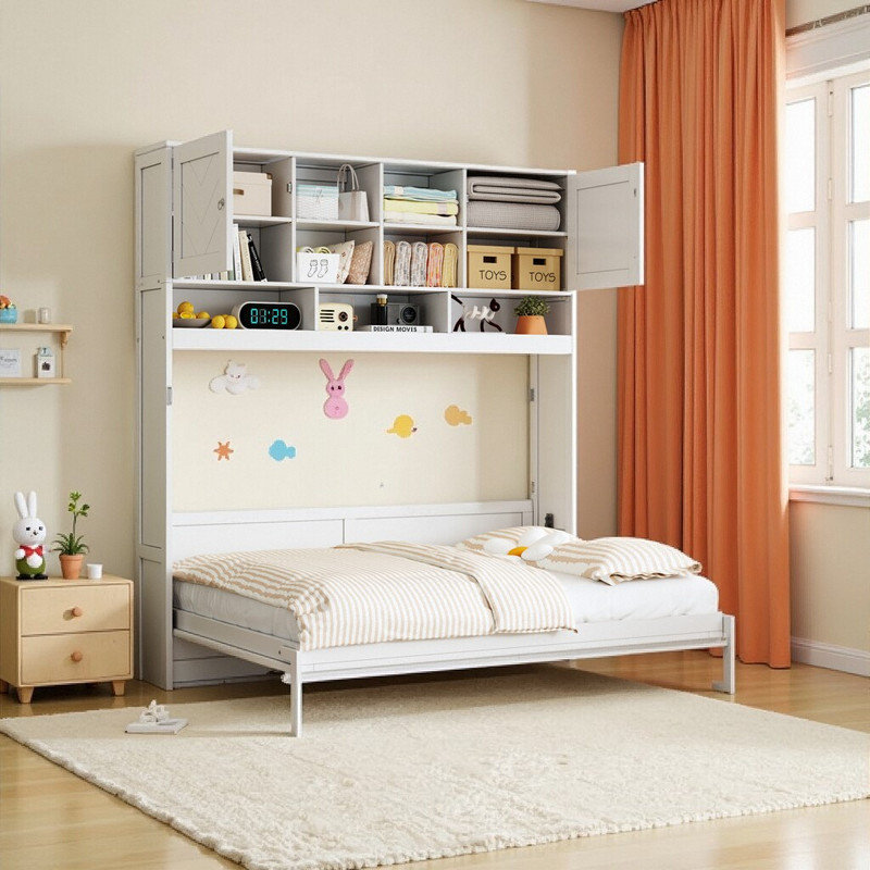 Grand lit escamotable 84,2 po avec rangement mural pour économiser de l'espace