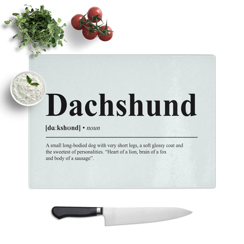 Dictionary Dachshund Typography Chopping Board, 0.4cm H x 20cm W x 28.5cm L