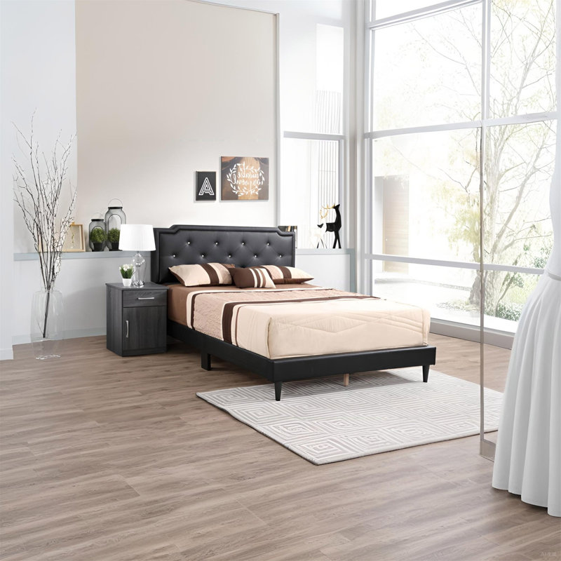 Élégant grand lit noir pour les chambres modernes