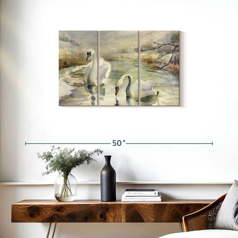 Brampt Swans In Winter, 20" H x 33" W