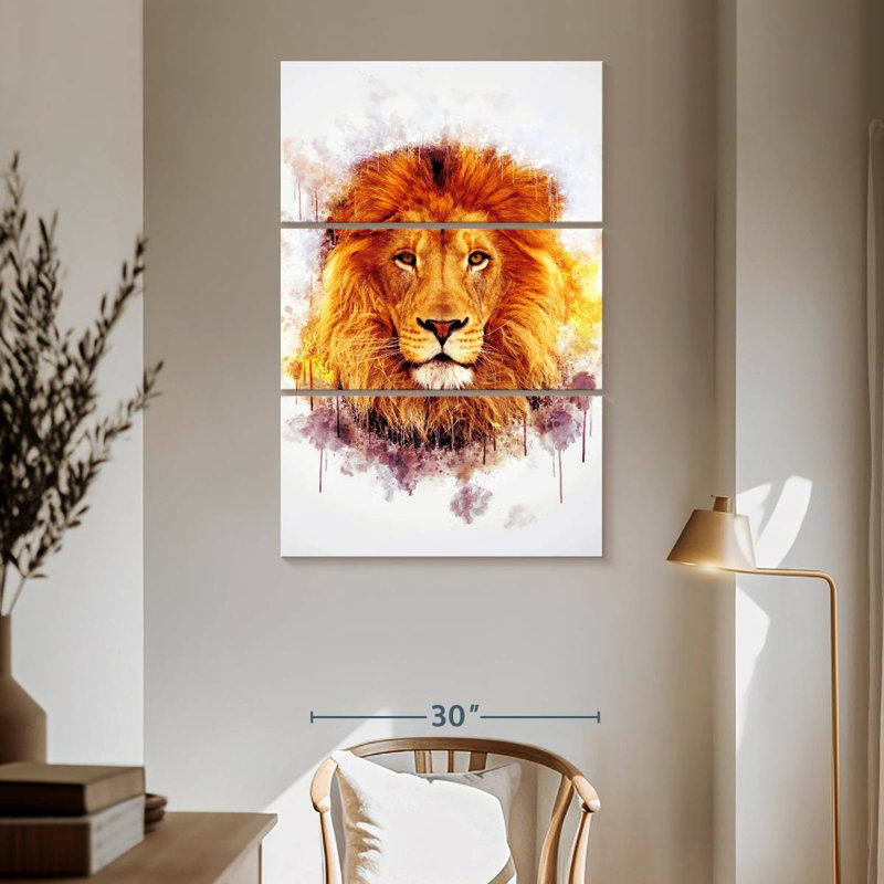Brampt Lion Head Paint Splash, 65" H x 42" W