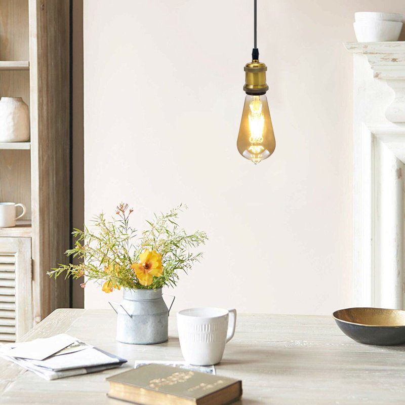 Mannford 1 - Light Yellow Brass Bulb Pendant