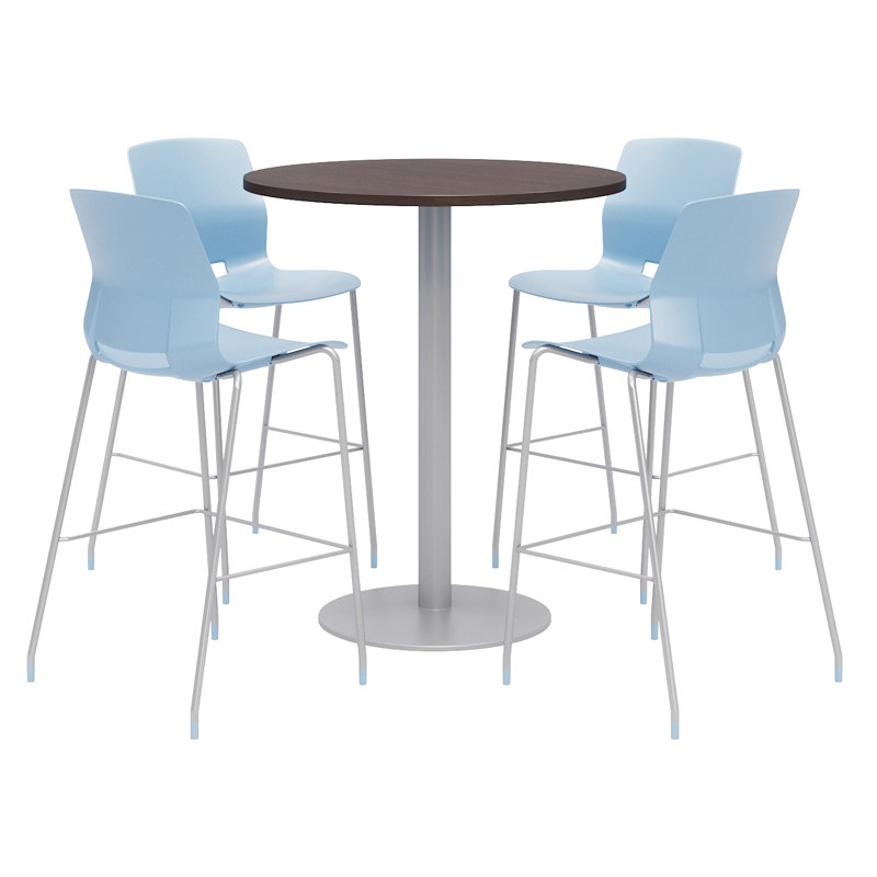 Ensemble de table de salle à manger et de chaises 42 "L, Bleu ciel, H 41 po x L 42 po x P 42 po, Espresso