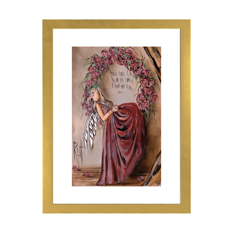 "The Lord is on My Side" par rut art Creations, reproduction d’art, Papier encadré doré, Blanc, H 16 po x l 24 po x P 1 po