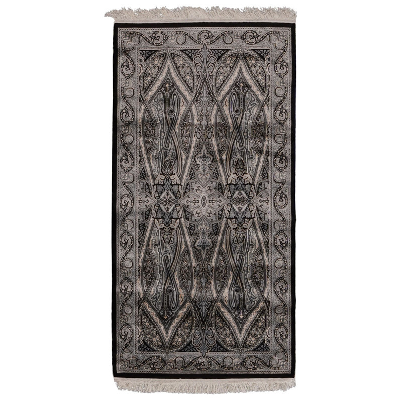 Tapis turc noir et ivoire 3x5