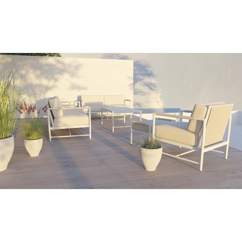 Sabbia 61.42'' Wide Rectangle Loveseat with Cushions, Echo Ash Sunbrella®