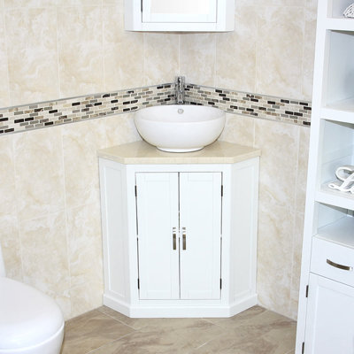 Andralyn 550 mm Freestanding Single Vanity with Vessel Stone Basin