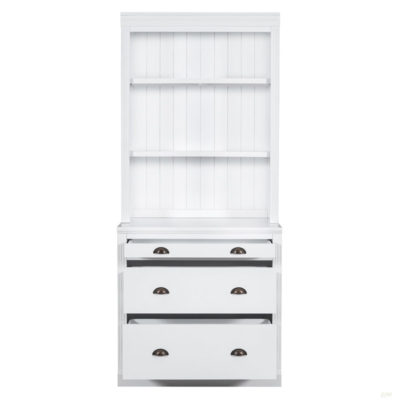 Bibliothèque de rangement avec éclairage DEL Douai, Bibliothèque + 2 tablettes d'angle, 83.4' H x 63.34" W x 14.5" D