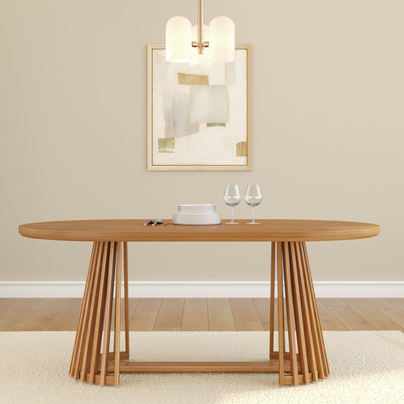 Table de salle à manger ovale moderne 72 "avec base à lattes Lido, Pacanier