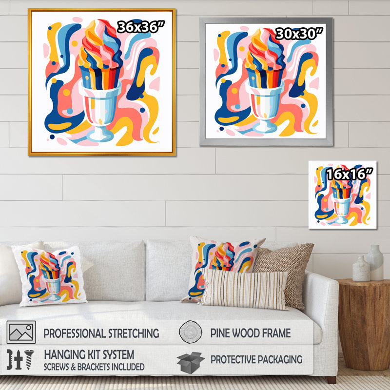 Popart Gelato Ice Cream I - Desserts, art mural, H 36 po x l 36 po x P 1,5 po