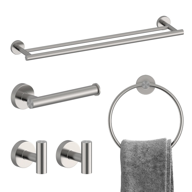 Radius 5-Piece Bathroom Hardware Set in Brushed Nickel, Brushed Nickel